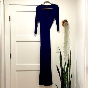 Lulus navy wrap maxi dress 3/4 sleeves
